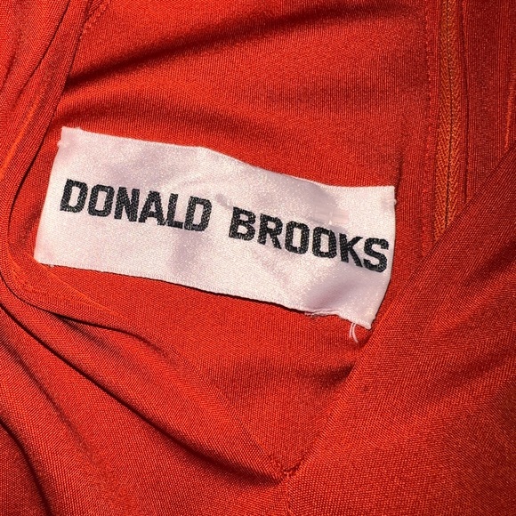 VTG 70s Donald Brooks Orange Crepe Grecian Jumpsuit Dramatic Wide Leg USA - Picture 7 of 13